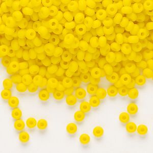 Seed bead, Preciosa Ornela Czech glass, pkg/50g, #8 rocaille, opaque matte yellow, (83130).