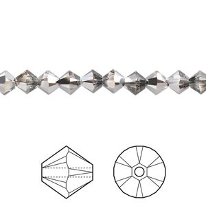 Bead 24pk crystal silver night, Crystal Passions&reg; 5mm bicone 5328