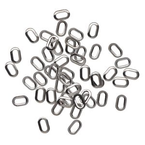Component, gunmetal-finished steel, 11x7mm open oval with 7.5x3mm center opening. Sold per pkg of 50.