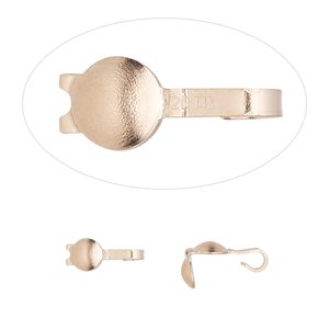 Bead tip bottom clamp-on 1pkg2 14Kt rose gold-filled, 9x4mm / loop / 0.128 inch inside diameter