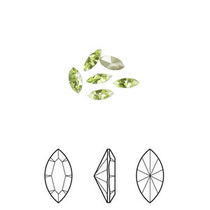 Fancy stone 6pk citrus green foil back, Crystal Passions&reg; 5x2.5mm navette 4228