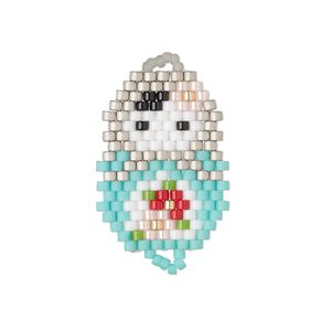 Link, Creative Touch, glass, turquoise blue / white / grey, 24x18mm double-sided doll. Sold individually.