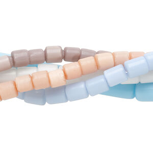 Bead mix, cat's eye glass (fiber optic glass), 4x4mm-15x6mm round tube, economy grade. Sold per (5) 15-inch strands.