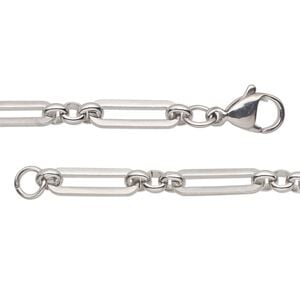 Chain 1pkg1 paperclip, 4.5mm / lobster claw clasp, stainless steel 24 inch