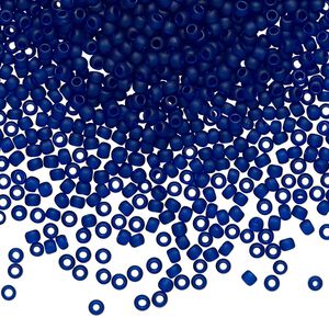 Seed bead, TOHO BEADS&reg;, glass, pkg/7.5g, #11 round, translucent frosted cobalt (TR-11-8DF).