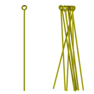 Eye pin 1pkg10 niobium, 1.75 inch, 21 gauge anodized yellow