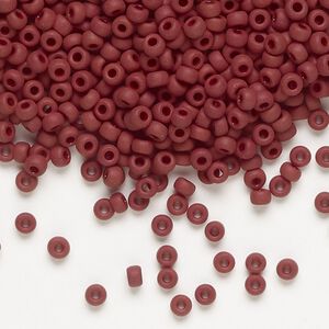 Seed bead, Miyuki, glass, pkg/50g, #8 rocaille, opaque matte currant, (RR-419F).