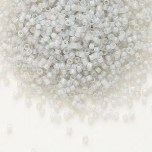 Seed bead, Delica&reg;, glass, pkg/50g, #11 round, translucent matte rainbow grey mist (DB-1286).
