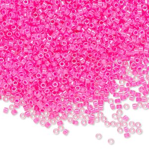 Seed bead, Delica&reg;, glass, pkg/250g, #11 round, translucent luminous inside dyed color pink (DB-2035).