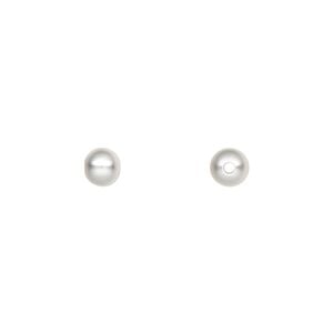 Bead, silver-plated brass with satin finish, 5mm round. Sold per pkg of 100.