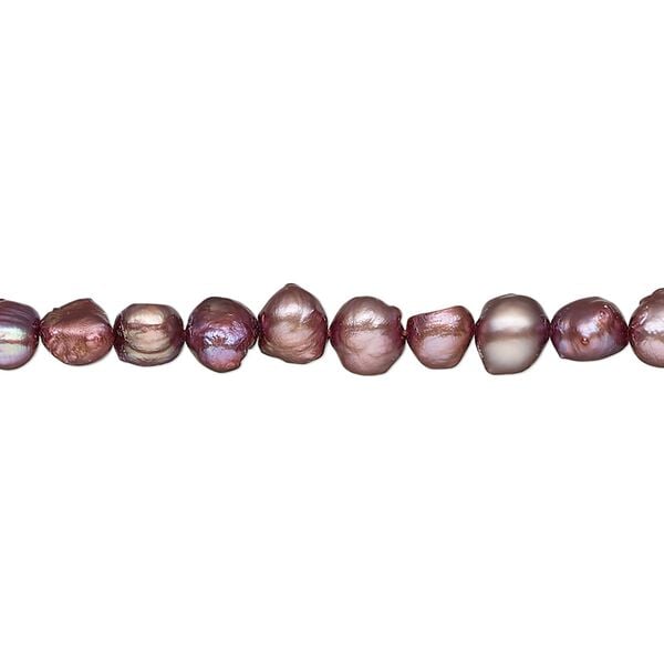 Pearl, cultured freshwater (dyed), orchid, 5-6mm flat-sided potato, D grade, Mohs hardness 2-1/2 to 4. Sold per 15-inch strand. image number 0
