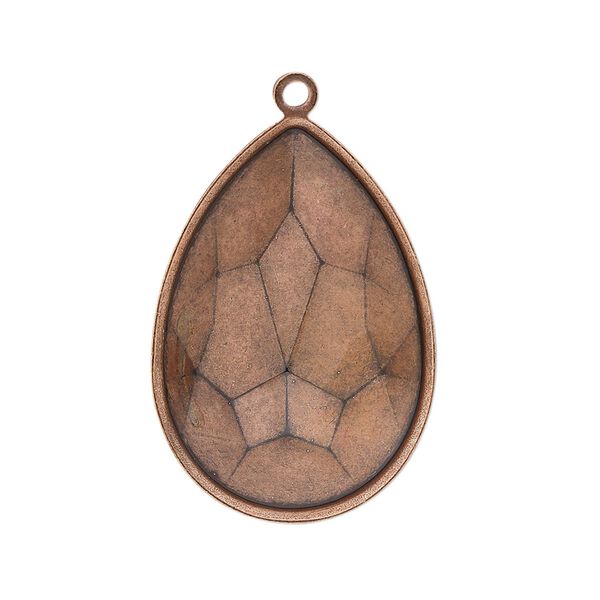 Focal, Almost Instant Jewelry&reg;, antique copper-plated brass, 32x22.5mm pear with 30x20mm pear setting. Sold per pkg of 2. image number 0