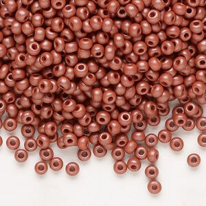 Seed bead, Preciosa Ornela Czech glass, pkg/500g, #8 rocaille, opaque PermaLux dyed brown chalkwhite, (22007).