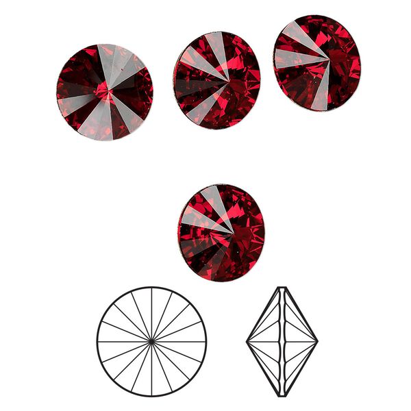 Chaton 144pk Siam foil back, Swarovski&reg; 14mm rivoli 1122 image number 0