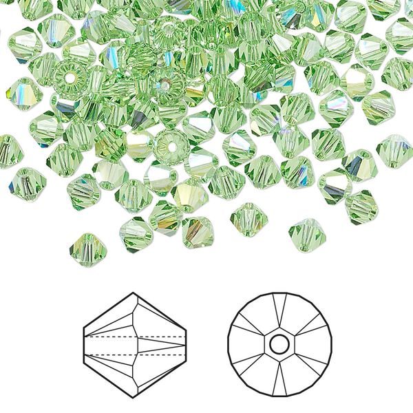 Bead 1440pk peridot AB, Swarovski&reg; 4mm XILION bicone 5328 image number 0