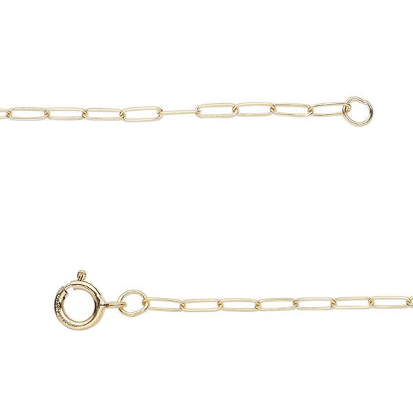 Chain 1pkg1 14Kt gold-filled cable, 1.6mm long / springring clasp, Gossamer&trade; 16 inch image number 0