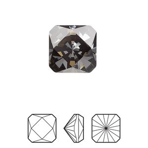 Fancy stone 1pk crystal silver night foil back, Crystal Passions&reg; 14mm prismatic square 4499