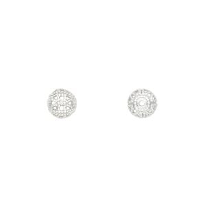 Bead 1pkg100 silver-plated, 6mm filigree round, brass