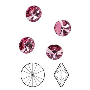 Chaton 8pk rose foil back, Crystal Passions&reg; 8.16-8.41mm rivoli SS39 1122