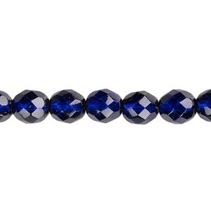 Bead, Czech fire-polished dipped d&eacute;cor glass, plum, 8mm faceted round. Sold per 15-1/2" to 16" strand, approximately 50 beads.