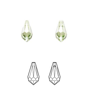 Drop 24pk peridot, Crystal Passions&reg; Regenerated 11x5.5mm pendant teardrop 6000