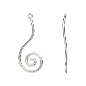 Drop, sterling silver, 26x12mm-28x13mm spiral. Sold per pkg of 2.