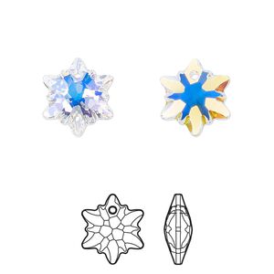 Drop 2pk crystal AB, Crystal Passions&reg; 14mm pendant edelweiss 6748