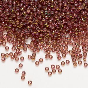 Seed bead, Miyuki, glass, pkg/25g, #11 rocaille, translucent gold luster rainbow dark topaz (RR-301).
