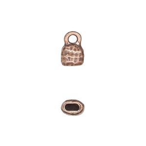 End cap, TierraCast&reg;, "Hammertone" collection, antique copper-plated pewter (tin-based alloy), 7mm hammered cap. Sold per pkg of 20.