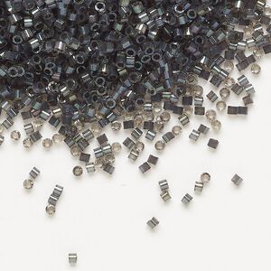 Seed bead, Delica&reg;, glass, pkg/250g, #11 round, opaque silk satin inside dyed color rustic grey (DB-1818).
