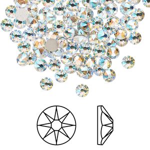 Flat back 1440pk crystal shimmer foil back, Swarovski&reg; 3.8-4mm rose round SS16 2088