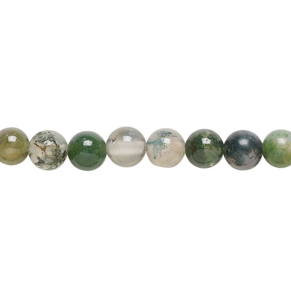 Moss agate 1pkg1, round bead natural 15.5-16 inch 6mm image number 0