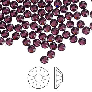Flat back 144pk amethyst foil back, Preciosa Viva 12&reg; Czech crystal rhinestone 3.8-4mm chaton rose round SS16