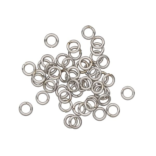 Jump ring 1pkg50 stainless steel, 4mm welded closed round, 20 gauge / 2.4mm inside diameter image number 0