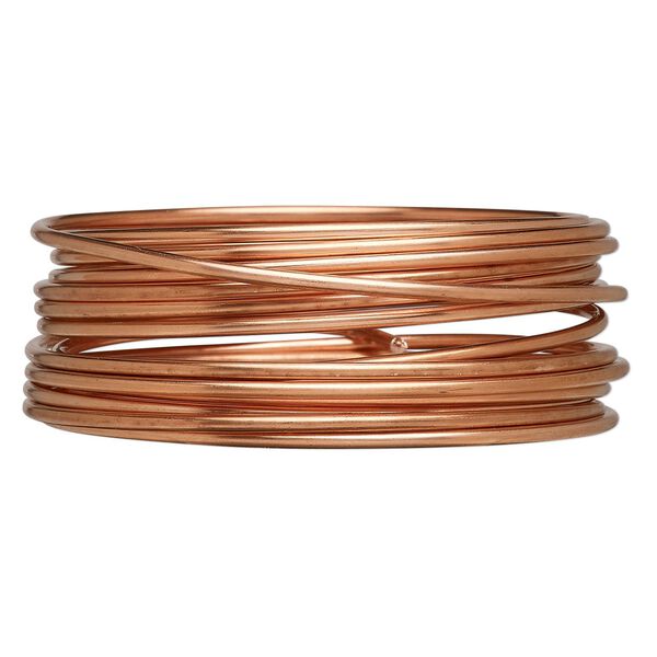 Wire, Zebra Wire&trade;, natural copper, round, 12 gauge. Sold per 3-yard coil. image number 0