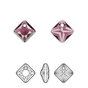 Drop 2pk amethyst, Crystal Passions&reg; 11.5mm pendant princess cut 6431