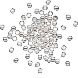 Bead 1pkg100 silver-plated, 3mm micro round, brass