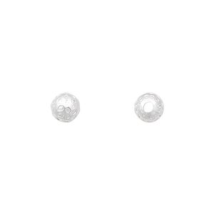 Bead 1pkg100 silver-plated, 6mm dimpled round, brass