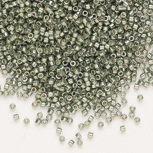 Seed bead, Delica&reg; 1pkg250g glass, #11 round, Duracoat&reg; opaque galvanized sea green / outside dyed (DB-1845)