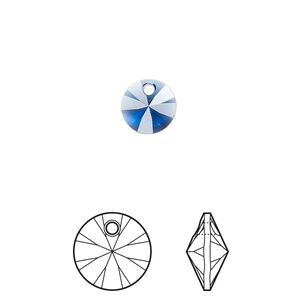 Drop 144pk dark sapphire, Swarovski&reg; ReCreated&trade; 8mm pendant mini disk 6428