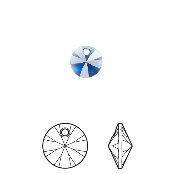 Drop 144pk dark sapphire, Swarovski&reg; ReCreated&trade; 8mm pendant mini disk 6428 image number 0