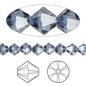 Bead 144pk denim blue, Crystal Passions&reg; 6mm bicone 5328
