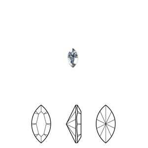 Fancy stone 6pk crystal blue shade foil back, Crystal Passions&reg; 6x3mm navette 4228