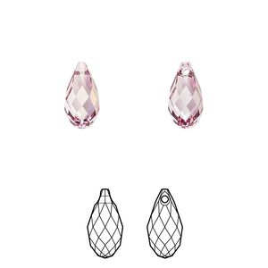 Briolette 24pk dark rose, Crystal Passions&reg; 11x5.5mm pendant drop 6010