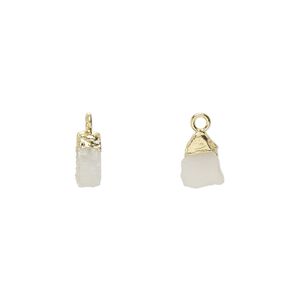 Drop 1pkg1, gold-plated electrocoated sterling silver and druzy agate (natural), 8x5mm-9x7mm hand-cut nugget