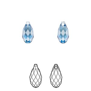 Briolette 2pk cool blue, Crystal Passions&reg; Regenerated 11x5.5mm pendant drop 6010
