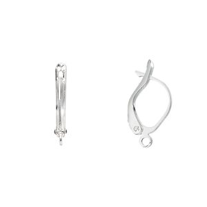 Ear wire leverback 1pkg10 silver-plated, 17mm / open loop, brass 5 pair