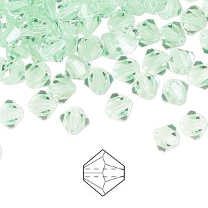 Bead 24pk chrysolite, Preciosa Czech crystal 6mm bicone