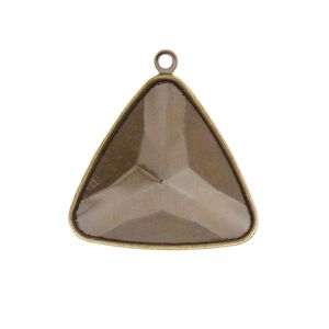 Drop, Almost Instant Jewelry&reg;, antique gold-plated brass, 27mm faceted triangle with 23mm triangle setting. Sold per pkg of 2.