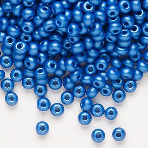 Seed bead, Preciosa Ornela Czech glass, pkg/50g, #6 rocaille, opaque PermaLux dyed blue chalkwhite, (22021).